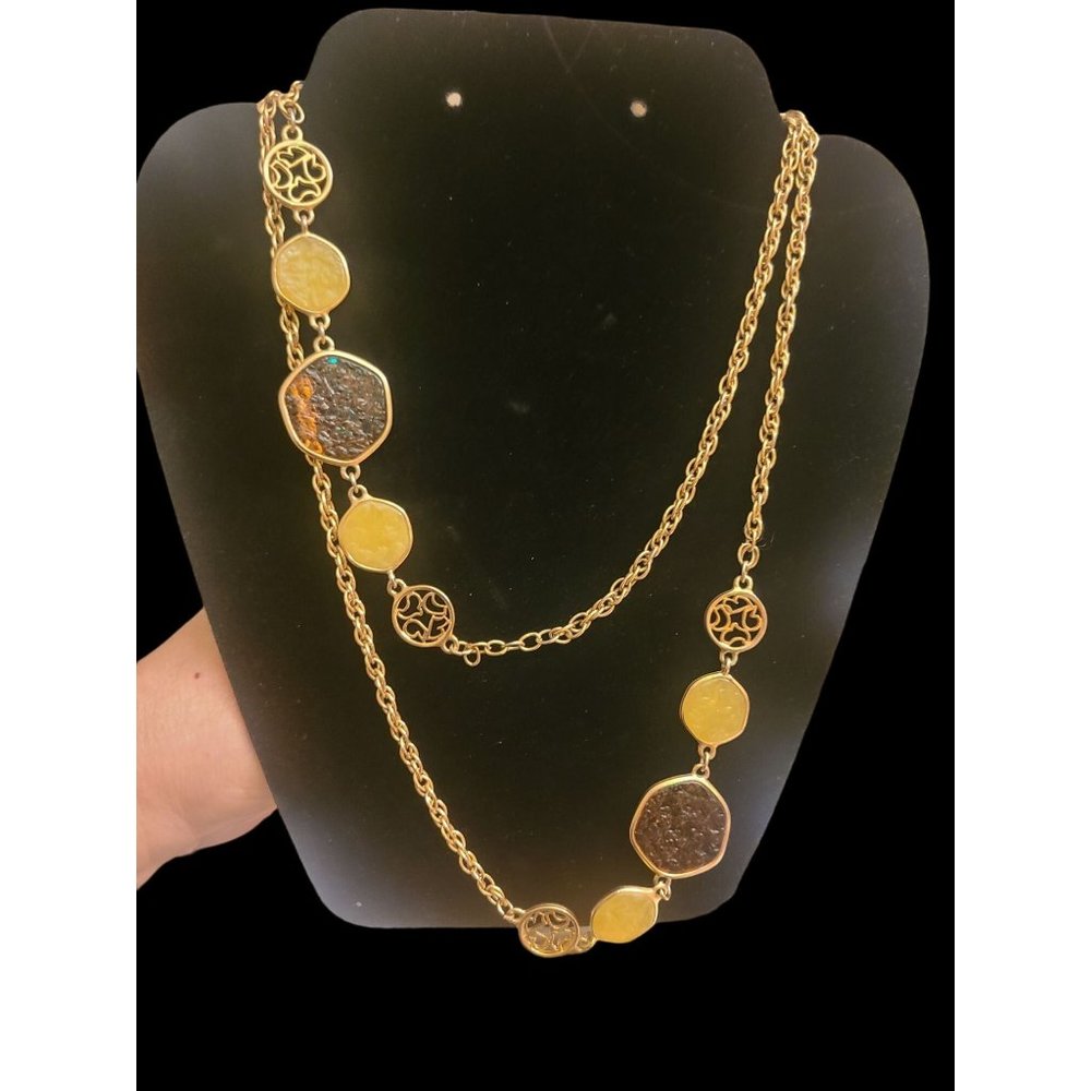 SARAH COVENTRY MCM GOLD TONE STAINED GLASS NECKLACE